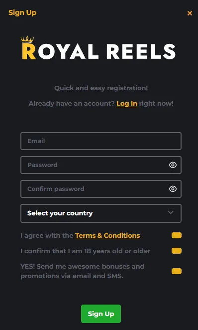 Royal Reels Casino Sign Up
